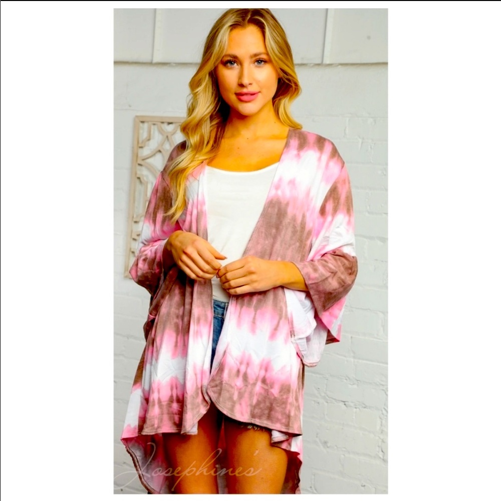 Boho💗🤎Kimono jacket2wear all year in pink+brown